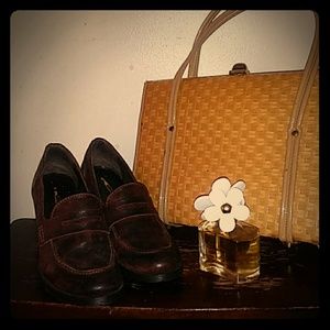 Manas design heeled penny loafers